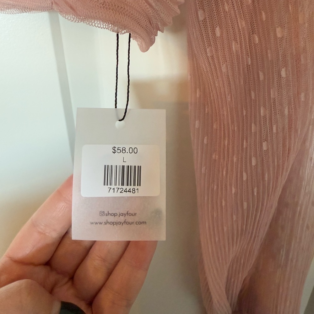 Women’s cropped‎ blouse - pink - Picture 3 of 4